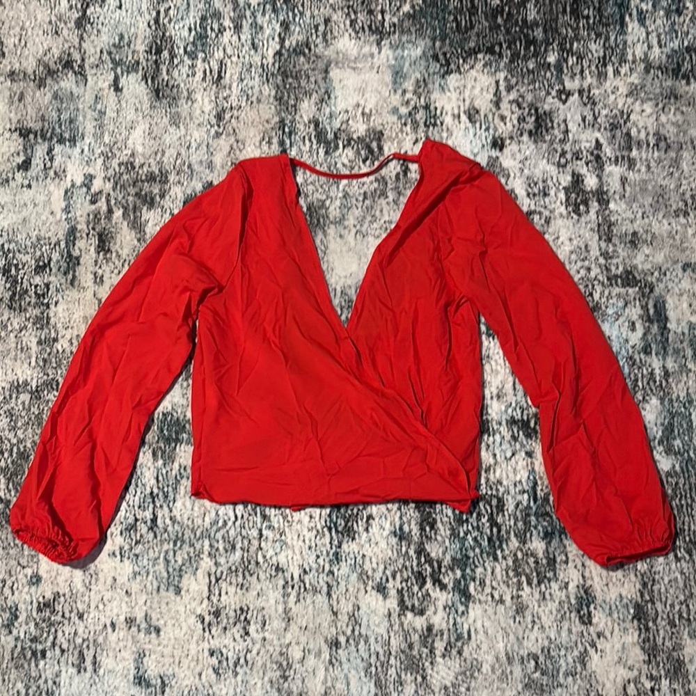 Elegant Red Women's Wrap Top
